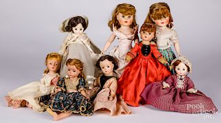 Eight Madame Alexander character dolls