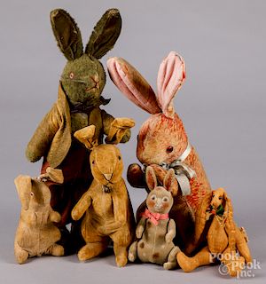 Group of plush rabbit toys