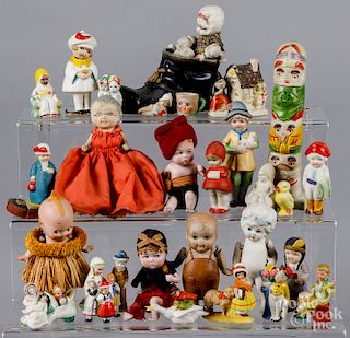Collection of bisque dolls and characters