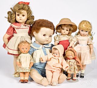 Group of composition dolls