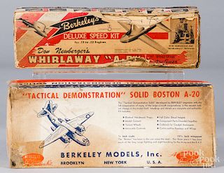 Five Berkeley Model airplane kits