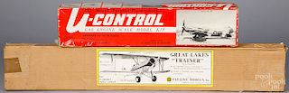 Two vintage airplane model kits