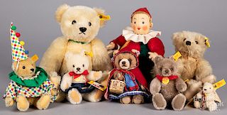 Six contemporary Steiff teddy bears, etc.