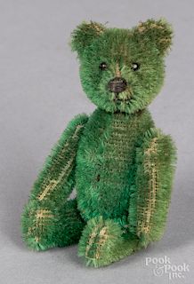 Schuco emerald green mohair teddy bear compact