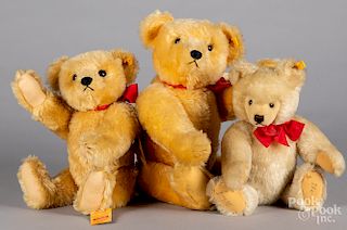 Three Steiff mohair teddy bears