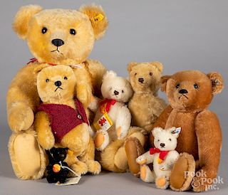 Seven Steiff mohair teddy bears