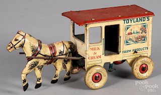 Marx wind-up horse drawn wagon
