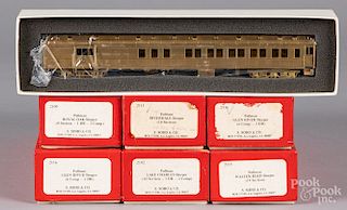 Seven Soho & Co. brass HO scale Pullman train cars