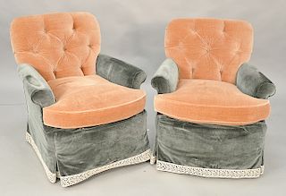Pair of custom swivel rockers. Provenance: From the Estate of Deborah G. Black of Greenwich, Connecticut