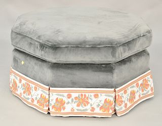 Upholstered ottoman. dia. 37 in. Provenance: From the Estate of Deborah G. Black of Greenwich, Connecticut