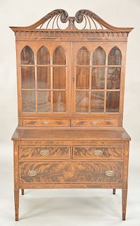 Mahogany Federal style secretary desk with pull out writing surface. ht. 71 in., wd. 39 in.