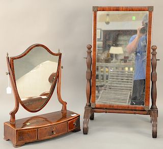 Two mirrors to include a dresser mirror (33" x 20") and an inlaid shaving mirror (23 1/2" x 18 1/2").