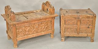 Two early continental boxes with opening tops. ht. 19 1/2 in., wd. 22 1/2 in. and ht. 25 in., wd. 33 in.