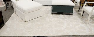 Sculpted ivory contemporary carpet. 10'7" x 12'1"