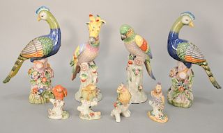 Group of eight porcelain bird figurines, six marked with crown 1897. ht. 4 in. to ht. 11 1/2 in. Provenance: From the Estate of Debo...