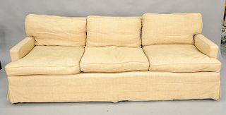 Custom upholstered sofa. lg. 84 in., dp. 32 in., seat dp. 29 in.