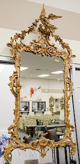 Carved Chippendale style mirror with phoenix bird top, late 20th century. 60" x 32"