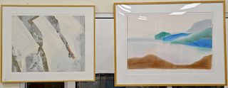 Two modern framed pieces to include Pauline Gagnon (b. 1955), watercolor on paper, Abstract, signed lower right Pauline Gagnon (21 1...