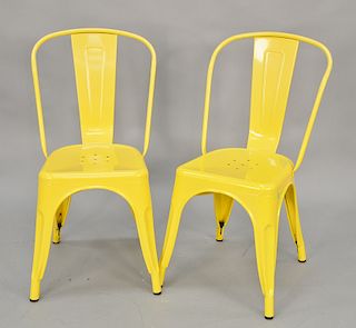 Set of eight metal painted side chairs.