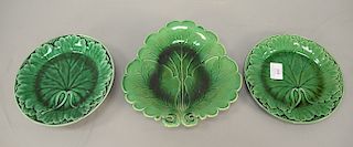 Thirteen piece group of leaf Majolica plates to include Wedgwood plates, Copeland plates, etc. Provenance: An Estate from Farmington...