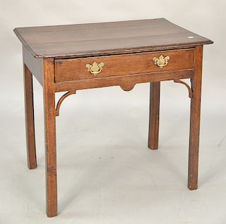 George II oak table with drawer, 18th century. ht. 28 in., top: 20 1/2" x 31" Provenance: An Estate from Farmington, Connecticut