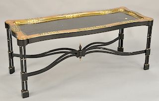 Rency style painted and gilt decorated low coffee table having X form stretcher. ht. 20 1/2 in., wd. 50 in. Provenance: From the Est...