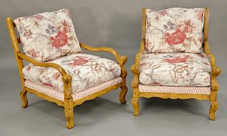 Pair of Louis XV style armchairs with upholstered cushions. ht. 36 in., wd. 31 in. Provenance: From the Estate of Deborah G. Black o...