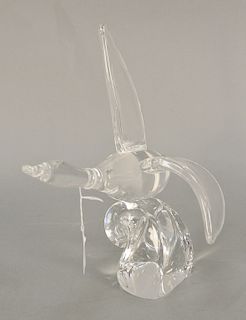 Steuben glass waterbird, crystal figure, #8095, designed by Lloyd Atkins, signed on bottom. ht. 10 1/2 in. Condition: very good cond...