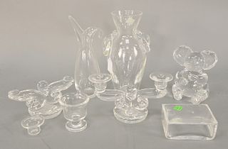 Seven piece Steuben crystal group to include large Steuben koala bear in original fitted leather box (ht. 5 1/4 in.), two vases, box...