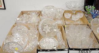 Six tray lots of American Brilliant cut glass tumblers, bowls, creamers, sugars, etc. Provenance: From the Estate of Deborah G. Blac...