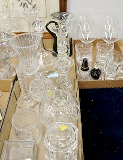 Three tray lots to include Orrefors, Val St. Lambert, Waterford, Villeroy & Boch glasses, Riedel glasses, etc. Provenance: From the ...