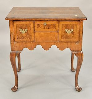 George II burlwood dressing table, 18th century. ht. 30 in., top: 19" x 38 1/2" Provenance: An Estate from Farmington, Connecticut
