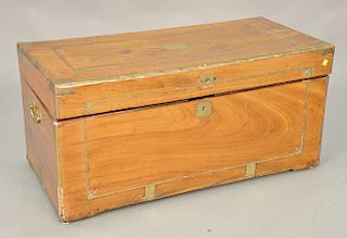 Camphor Wood brass inlaid lift top chest. ht. 18 1/2 in., top: 19" x 40" Provenance: An Estate from Farmington, Connecticut