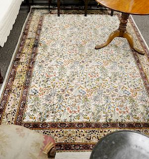 Silk Oriental rug (stain in corner). 6' x 9'