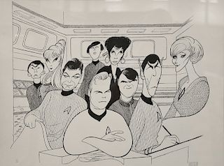 Al Hirschfeld, lithograph, Star Trek "Original Cast", pencil signed and numbered 131/375. sight size 17 1/2" x 23"