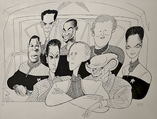 Al Hirschfeld, lithograph, Star Trek "Deep Space Nine", pencil signed, and numbered 81/175. sight size 17 1/2" x 23"