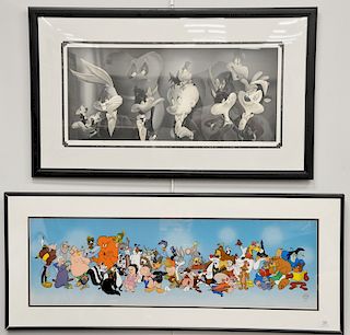 Two Warner Brothers Looney Toon serigraph cel, Looney Line-up and Warner Brothers Looney Toons "Portrait Series Group Sitting I", li...