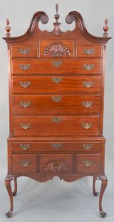 Fineberg mahogany two part Queen Anne style highboy. ht. 29 in., wd. 37 in.