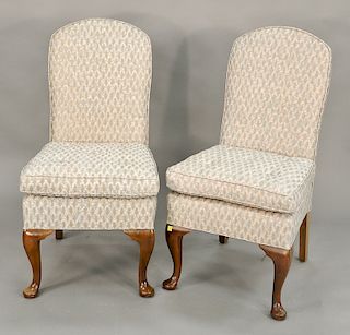 Pair of custom upholstered side chairs. Provenance: From the Estate of Deborah G. Black of Greenwich, Connecticut