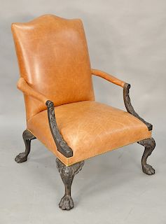 Chippendale style armchair with hairy paw feet. wd. 31 in.