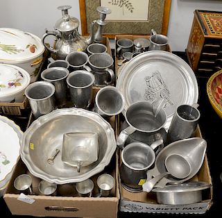 Four tray lots of pewter. Provenance: From the Estate of Deborah G. Black of Greenwich, Connecticut