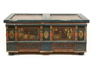 19th C German Carved & Polychrome Blanket Chest