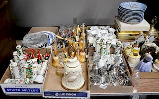 Large group of ceramic and porcelain including bell collection, silver overlay decorative items, etc. Provenance: From the Estate of...