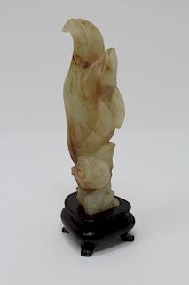 17th C. Chinese Carved Jade Flower on Stand
