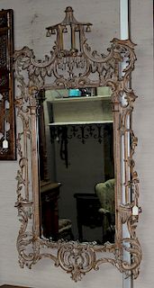 PICKLED PINE CHINESE CHIPPENDALE STYLE MIRROR BY LABARGE
