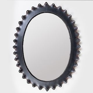 Black Tôle Oval Mirror