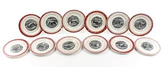 Set of 12 French Faience Plates w/Bull Fighting