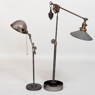 Two Brass and Metal Adjustable Lamps