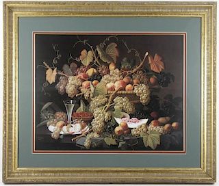 Severin Roesen Lithograph "Still Life with Fruit"