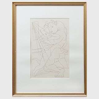 Pablo Picasso (1881-1973): Minotaure Embrassant une Femme
